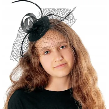 Ozdoba do vlasů Elegantní Černý FASCINÁTOR Ozdoba do Vlasů Sponka Brož Bižuterie Květina