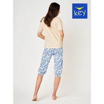 Dámské pyžamo Key Dámské pyžamo bavlněné letní hladké tričko a 3/4 kalhoty LNS 549 L