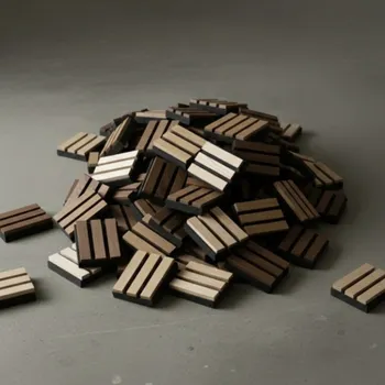 Obklad Vzorek - dřevěná dýha bez suků a letokruhů Odstín akustických panelů bez suků a letokruhů: Wenge