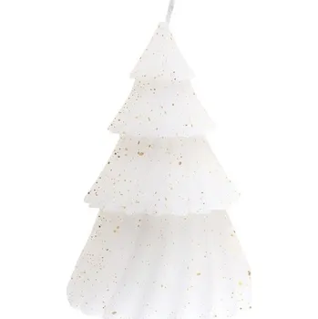 Svíčka Santex Svíčka stromek bílý se zlatými třpytkami