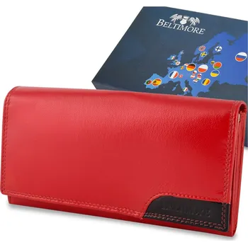 Peněženka Dámská kožená peněženka velká vodorovná retro RFiD červená BELTIMORE 040 červená