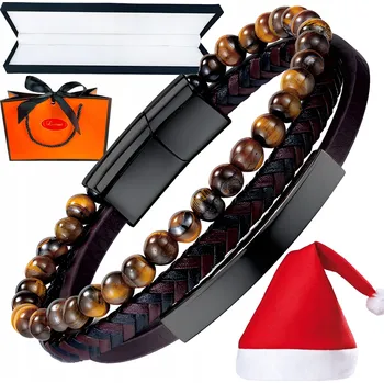 Náramek Pánský kožený Bransoletka Elegantní pro muže, třídílný, jako dárek