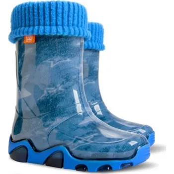 Dívčí holínky Demar STORMER LUX PRINT ac jeans star dětské zateplené holínky Velikost: 22/23