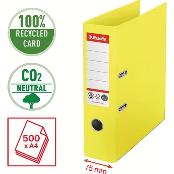 ESSELTE Pořadač pákový Esselte CO2 neutrální - A4 / hřbet 7,5 cm / žlutá 302988