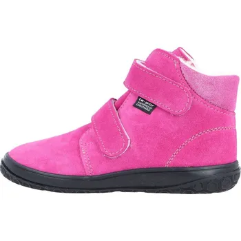 Chlapecká zimní obuv Jonap zimní kožené barefoot boty s membránou Bria růžová Velikost: 34