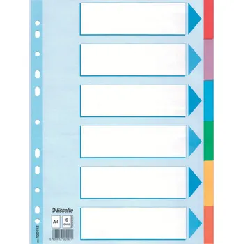 ESSELTE Rozdružovač A4 kartonový Esselte - barevný / 6 listů 404252