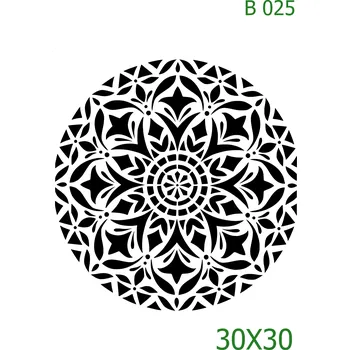 Plastová šablona pro malování - Mandaly a dortovky - Mandala (B025) - 30 x 30 cm , Nelepící folie