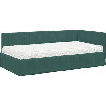 Postel Rám postele rohový Tmavě zelený 90 x 190 cm Samet