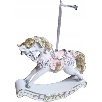 Vánoční ozdoba VÁNOČNÍ OZDOBA ZÁVĚSNÁ HOUPACÍ KONÍK IIIa růžová