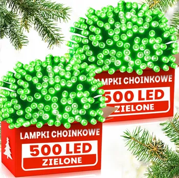 Vánoce 2 x VÁNOČNÍ OSVĚTLENÍ NA STROMEČEK 500 LED ZELENÉ VÁNOČNÍ IP44 VNITŘNÍ VENKOVNÍ