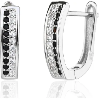 Náušnice Jan Kos jewellery Stříbrné náušnice s černým zirkonem MHT-78