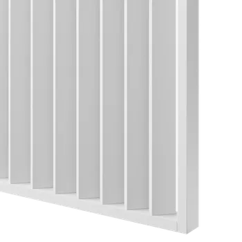 Obklad Lamele 3D Dělící lamelová stěna - BÍLÁ, (kompletní sada), MDF + FINISH FOLIE, 29 předpřipravených šířek od 510 do 2750 mm, libovolná výška (maximálně 2750 mm), 70 mm tloušťka příčky V úhlu 45° k základně