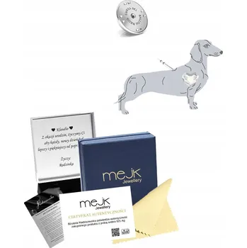 Přívěsek Odznak Stříbrná Jezevčík Krátkosrstý Šperk 925 Žena DEDIKACE DÁREK