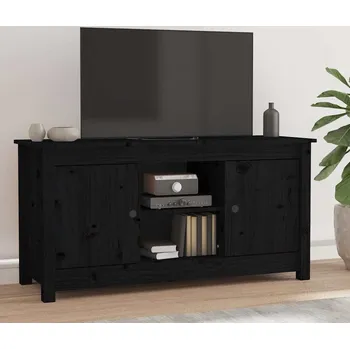 Televizní stolek vidaXL TV skříňka 103 x 36,5 x 52 cm masivní borové dřevo [814585] Barva: Černá