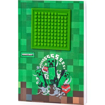 Zápisník PIXIE CREW poznámkový blok A5, linkovaný – Minecraft + Brožurka kreativních nápadů + 30 ks černých pixelů