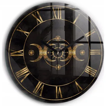 Hodiny Moderní skleněné nástěnné hodiny Zlaté římské číslice velké kulatý průměr 60 cm