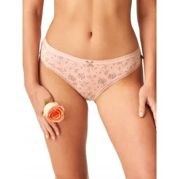 Dámské spodní prádlo Bavlna bikinové kalhotky KEY LPR 909, 2 ks, hluboký střih , mokka/světle růžový vzor, velikost M