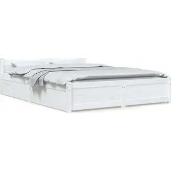 Ložnice Dřevěná manželská postel VidaXL 130x190 cm bílá