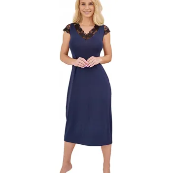 Podprsenka Viskózové prádlo Langu XL Modrá Tmavě modrá Dlouhá Košile Noční Krajka