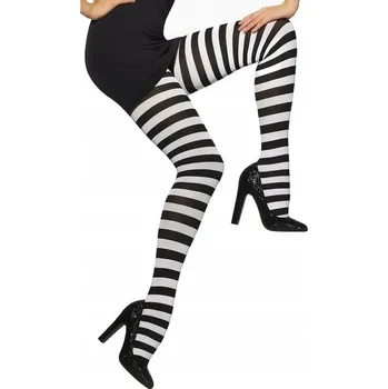 Dámské punčochy Punčocháče vzorované Smiffys 42761 30den černé černobílé, velikost 3/4