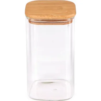 Dóza na potraviny Skleněná dóza s bambusovým víčkem Transparent