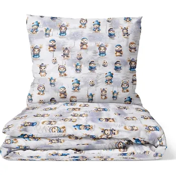 Bytový textil DARRÉ Bavlněné povlečení Zvířátka v zimě - šedé - 2.jakost Velikost: 140 x 200 + 70 x 90