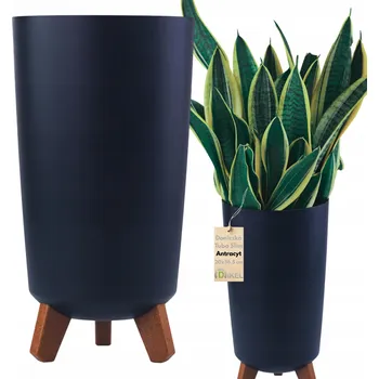 Květináč Šedý plast Květináč DIKEL 20 cm x 20 x 36,5 cm