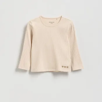 Dívčí tričko Reserved - Tričko z žebrovaného úpletu - tělová - 419FT-02X - 419FT-02X-80