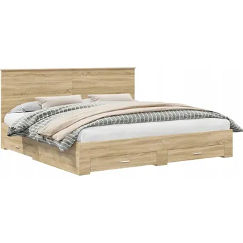 Postel Rámeček postele Dub Sonoma 200 x 200 cm Materiál na bázi dřeva