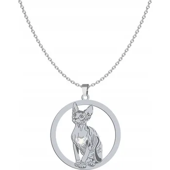 Náhrdelník Stříbrný náhrdelník Kočka Sphynx 925 Dárek Šperky Žena GRAVÍROVÁNÍ DÁREK