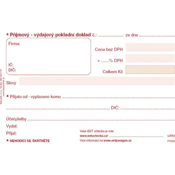 Tiskopis Baloušek Univerzální příjmový a výdajový pokladní doklad Baloušek A6 / nečíslovaný / 50 listů / NCR / PT060 404321