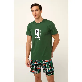 Pánské pyžamo Luxusní pánské pyžamo krátké Green VAMP 22620 Velikost: XXL