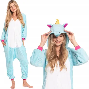Dámské noční prádlo Dámské pyžamo kombinéza Kigurumi Onesie kostým Pegas modrý 165-175 L