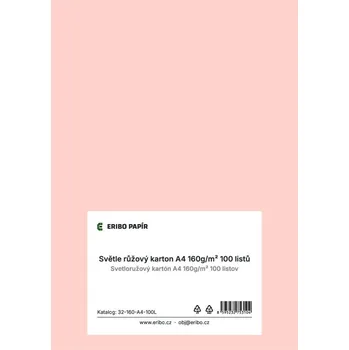 Karton Barevný karton - A4 / 160 g / světle růžová 67474