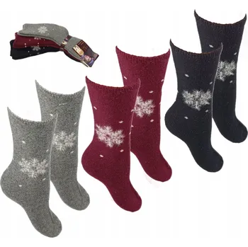 Dámské ponožky 3 PÁRY Ponožky z Angorské vlny, beztlaké, silné, vlněné, dámské 39-41