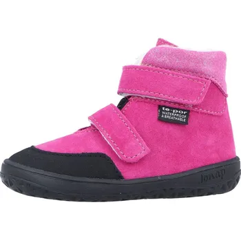 Dívčí zimní obuv Jonap zimní kožené barefoot boty s membránou Jerry růžová Velikost: 25