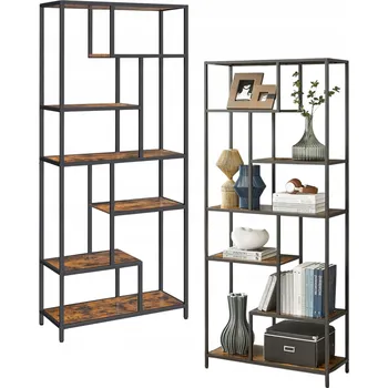 Knihovna Regál Songmics industriální 80 cm x 30 cm x 180 cm černý/dub rustikální