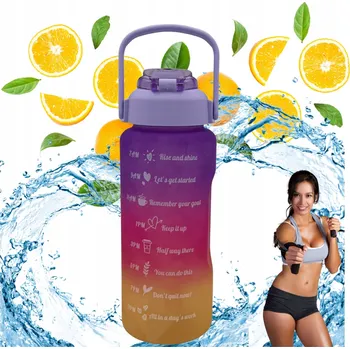 Láhev BIDON BUTELKA MOTYWACYJNA 2L S MĚRKOU, NEPROTÉKAJÍCÍ, BEZ BPA, PRO FITNESS A SPORT