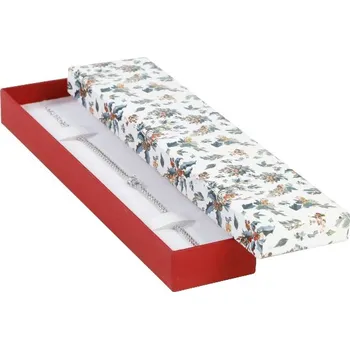 Dárková krabička B-TOP Vánoční krabička na šperky s motivem cesmíny 45x200 mm – červenobílá