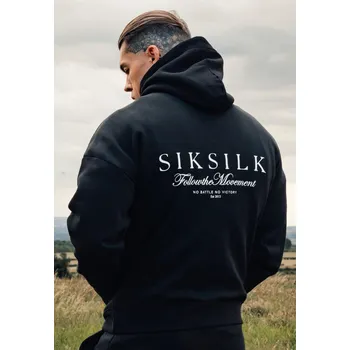 Pánská mikina SikSilk černá oversized mikina Graphic Velikost: XS