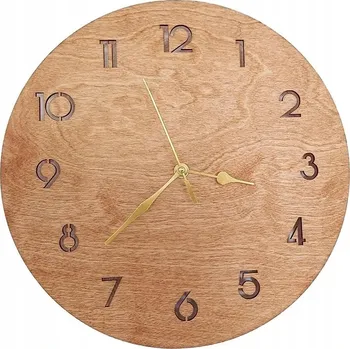 Hodiny Nástěnné hodiny - průměr 32cm, světlý dub, zlaté ručičky