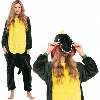 Dámské noční prádlo Dámské pyžamo kombinéza Kigurumi Onesie kostým Dinosaurus zelená 155-165 cm M
