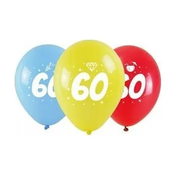 Balónek BALÓNKY K 60. NAROZENINÁM barevné 3ks