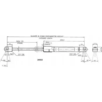 Dveře karosérie Plynová vzpěra víka zavazadlového prostoru KROSNO 24553