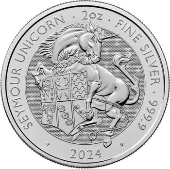 Stříbrná mince 2 Oz The Royal Tudor Beasts Seymour Unicorn 2024