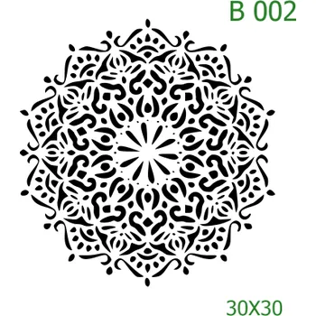 Plastová šablona pro malování - Mandaly a dortovky - Mandala (B002) - 30 x 30 cm , Nelepící folie