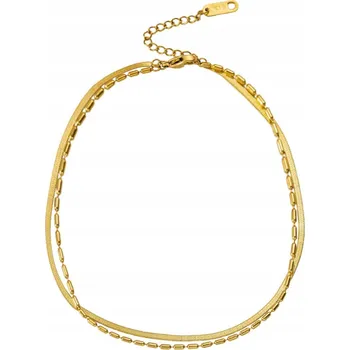 Náramek Náramek na kotník dvojitý ocel hadí vzor zlatý 316L