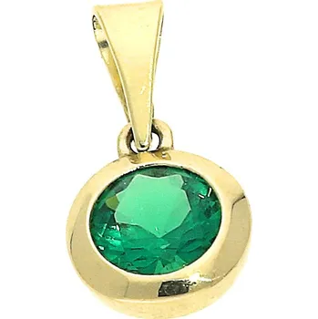 Přívěsek Goldstore Zlatý přívěsek kulatý zelený synt. smaragd Váha: 0.77 g