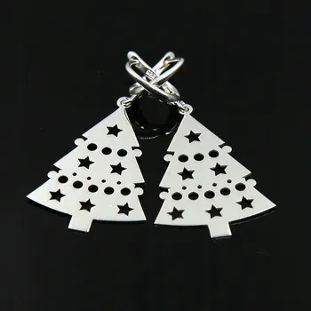 Náušnice Elegantní Prolamované Náušnice Stromečky Vánoce Stříbro 925