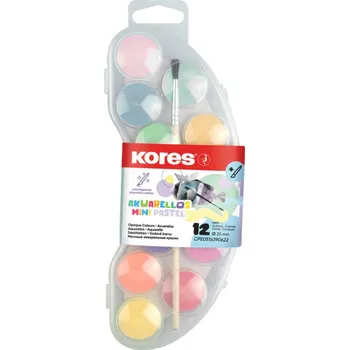 Vodová barva Kores Vodové barvy Kores Akuarellos - MINI / 12 pastelových barev + štětec 490246